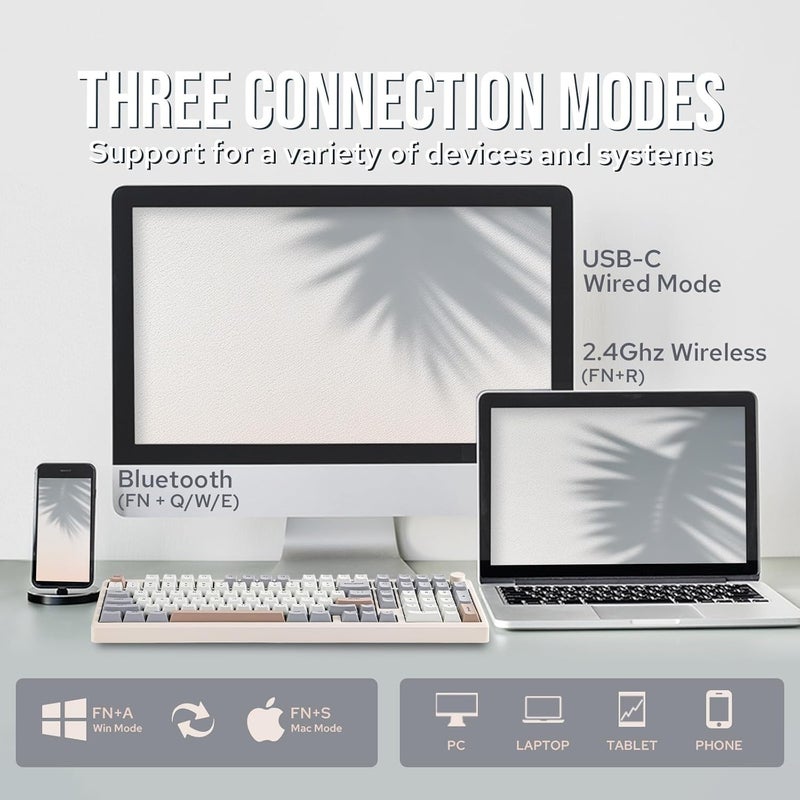 EPOMAKER Galaxy100 QMK/VIA Wireless Gaming Keyboard, Aluminum Shell, BT/2.4Ghz/USB-C, Pre-Lubed Hot-Swappable Linear Switches, NKRO, RGB Backlit (Creamy White, Marble White Switch) - Image 5